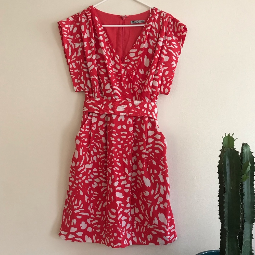 Eliza J Kimono Style Red and White Sundress